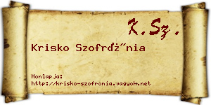Krisko Szofrónia névjegykártya